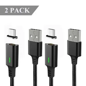 Cavo di ricarica magnetico Micro USB tipo C a LED con trama in nylon