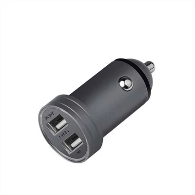 Caricatore per auto con 2 porte USB con uscita 5v 3.1a e completamente in metallo